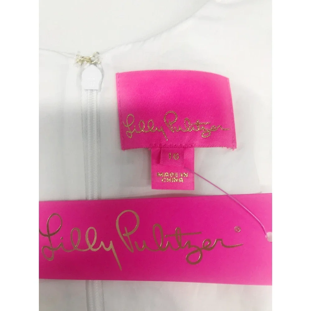 Lilly Pulitzer Dress Womens 16 Resort White Valli Shift Cocktail Beachy Coastal